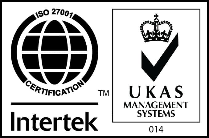 ISO 27001 certification by Intertek, accredited by UKAS