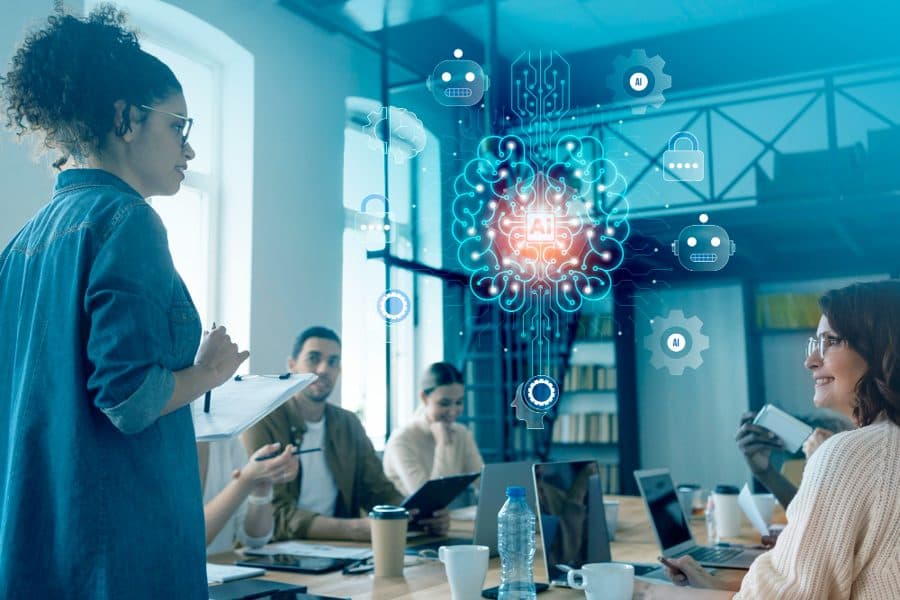 Professional using an AI tool at work