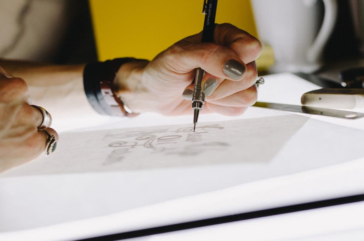 Designer sketching a product drawing