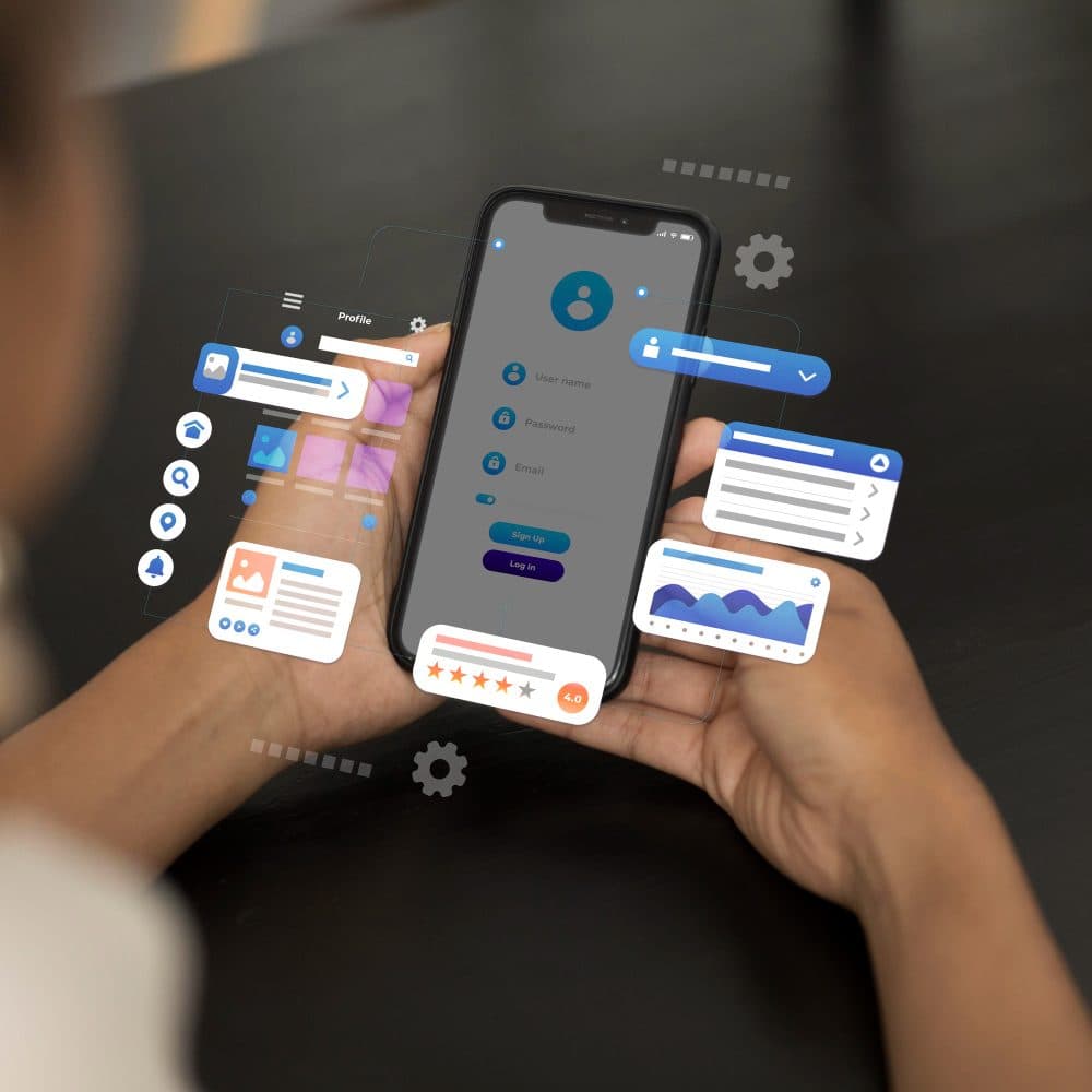 Mobile app screens being reviewed