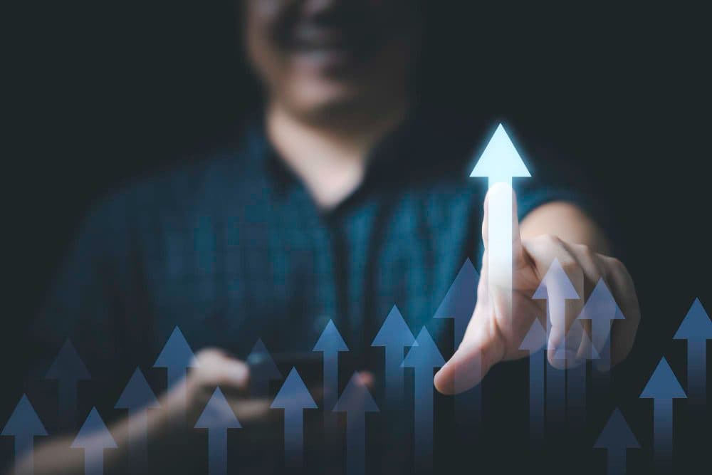 Rising arrow representing performance growth