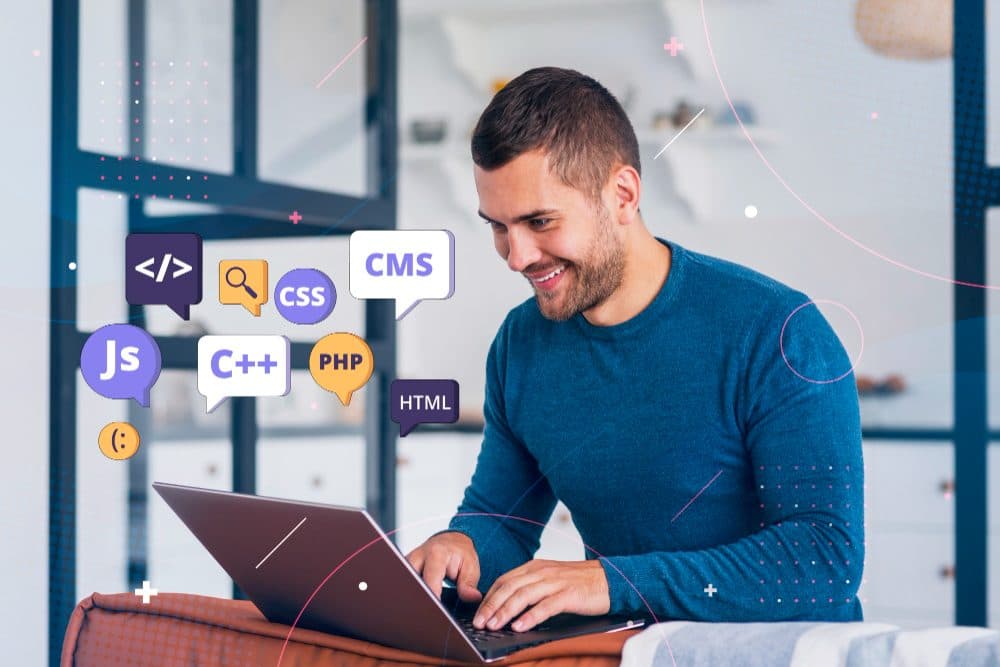 Developer coding on a laptop