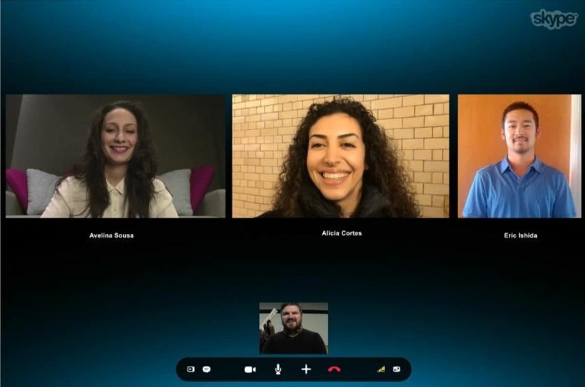 Skype group video call with four participants