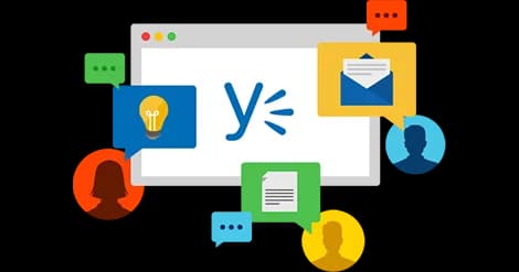 Illustration of a Yammer group sharing ideas, files and messages